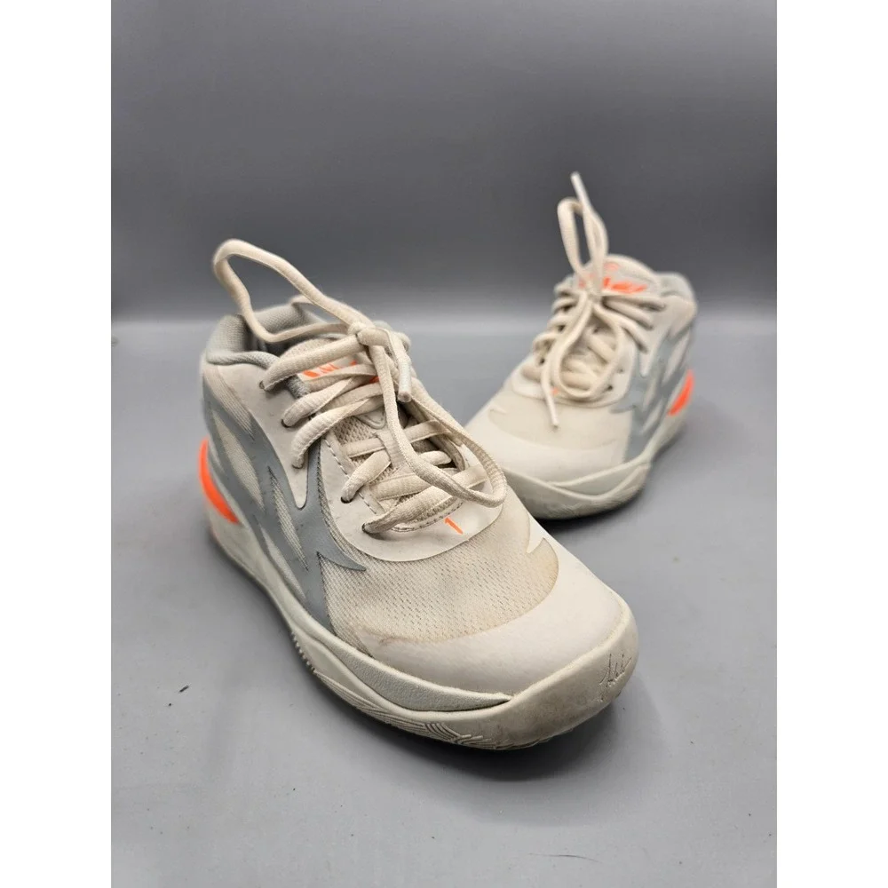Puma MB.02 LaMelo Ball White Grey Orange Basketball Shoes‎ 11c Kids 377590-01